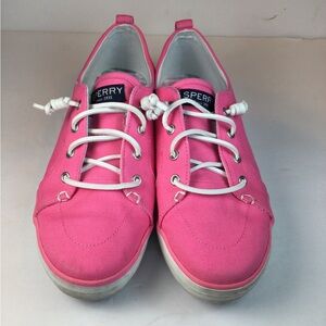 Sperry Pink Canvas Lace-Up Sneakers for Women Sz 5.5M